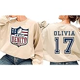 Personalized Team Benito Sweatshirt, Custom Name & Number or Date, Football Style Fan Crewneck, Unisex Gift Merchandise Colorful