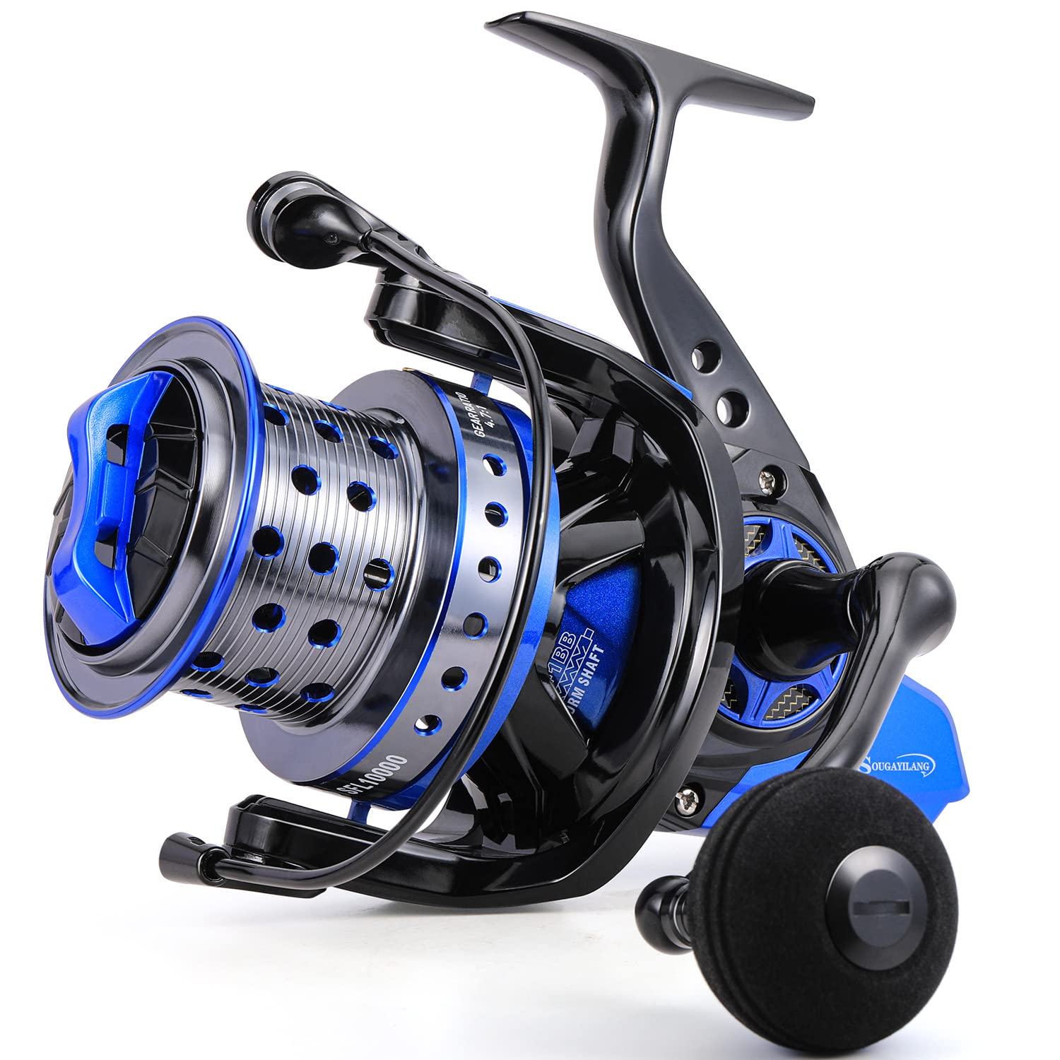 Sougayilang Spinning Reels 10000 Series Surf Fishing Reels, Ultra Smooth Powerful with CNC Aluminum Spool, Inshore & Offshore Saltwater Fishing (Blue- SFL10000)