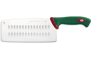 Sanelli 314622 Chinese Knife Indented 8 3/4", Green, Silver