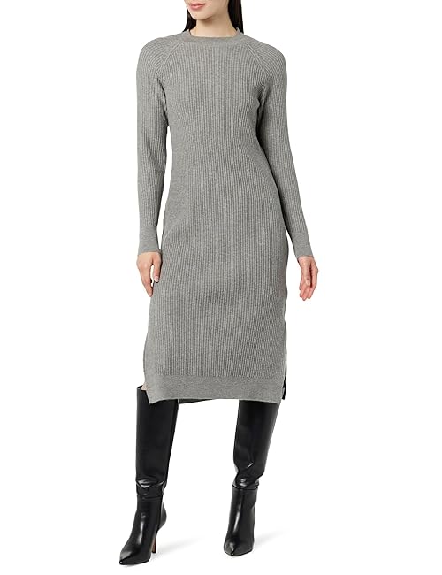 The Drop Women's Renata Rib Midi Dress, Heather Frost, L