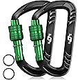 RHINO Produxs 12kN (2697 lbs) Heavy Duty, Locking, Auto Locking, Wiregate Carabiner Clips, for Securing Pets, Outdoor, Camping, Hiking, Hammock, Dog Leash Harness, Keychains