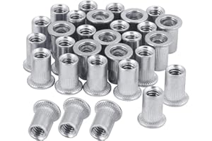 OIIKI 50 Pcs 1/4-20 Aluminum Flange Rivet Nut, UNC Flat Head Threaded Insert Nut