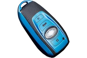 Cacacar Subaru Key Fob Cover, Premium Soft TPU Leather Full Cover Protection Case for Subaru Forester, Outback, BRZ, Legacy, CrossTrek Smart Key Protector, Blue
