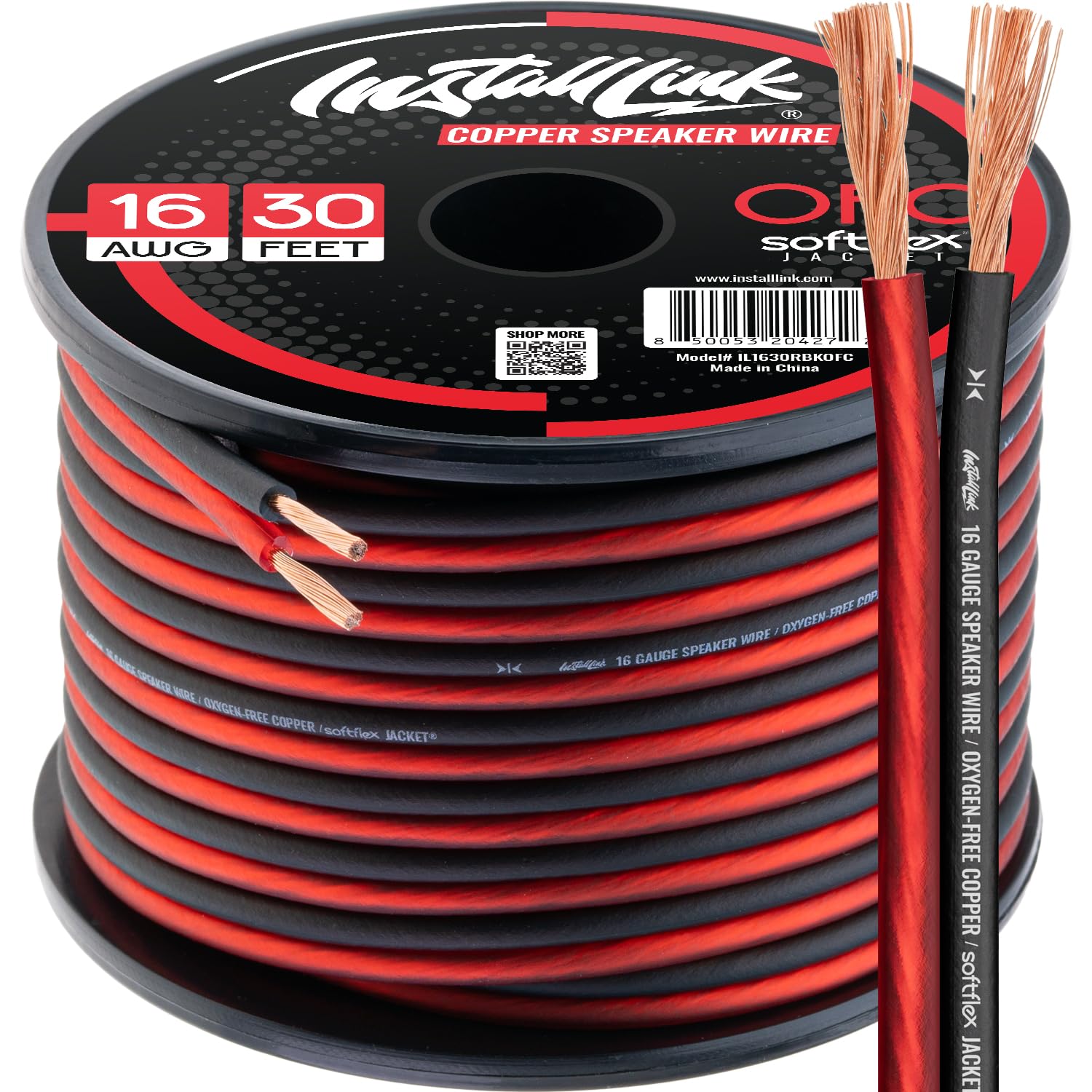 Install Link 16 AWG Gauge Speaker Wire (30 Feet) Car or Home Theater (OFC)
