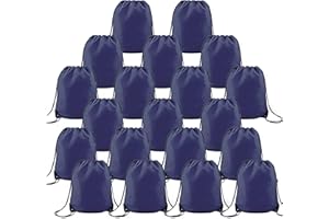 BeeGreen 20 Pieces Navy Blue Drawstring Bag for Birthday Christmas Gym Sports Polyester Multipurpose Cinch Sackpack for Heat Vinyl and Tie Dye Pull String Sinch Sacks