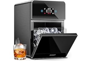 ecozy 2" Clear Ice Ball Maker with CrystalFlux Technology, 4 pcs in 40 Mins, 144 pcs/Day, Sphere Ice Maker with Automatic Water Supply, Self-Cleaning, Enhanced Insulation for Whiskey & Bourbon
