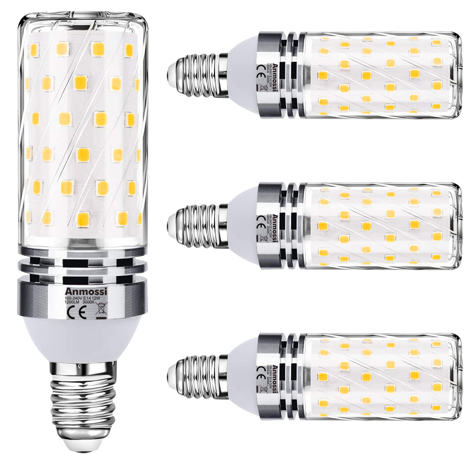 Anmossi E14 LED Light Bulb,Warm White 3000K, 1200Lm,12W,Equivalent to 100W Halogen Lamp,No Dimmable E14 Light Bulb,Edison Screw LED Bulb,Pack of 4 โ image 1