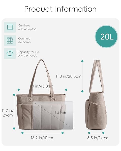 HOMEMEDIARY TOTE BAG FOR WOMEN, PUFFER QUILTED LIGHTWEIGHT SHOULDER BAG, PUFFY TRAVEL WORK GYM HANDBAG WITH WET DRY POCKET