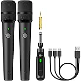 TONOR 2.4G Dual Wireless Microphones, Rechargeable Handheld Mic TW-220 | Cordless Microphones System with Receiver, Karaoke Mics for Singing, Home Party, Birthday, Church, Speech 50ft / 15 m Range