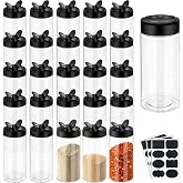 24 Pack 16 Oz Spice Jars Seasoning Containers Bottles with Label | BPA-free Plastic, Airtight Shaker Lids for Organizing Kitchen Travel Salt, Herbs, Pepper, Powders