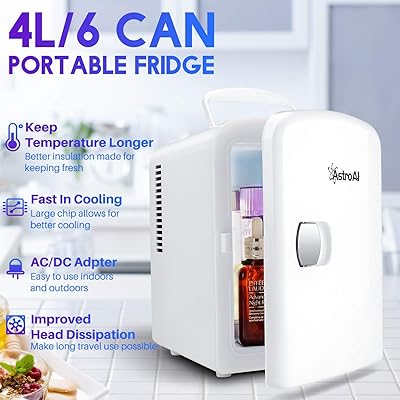 Buy Astroai Mini Fridge 4 Liter 6 Can Ac Dc Portable Thermoelectric Cooler And Warmer For Skincare Foods Medications Home And Travel White Online In Qatar B07s2rbct5