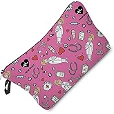 Livel lhood Pink Nurse Doctor Makeup Bag Cute Small Oragnizer Bag Travel Toiletry Zipper Pouch Graduation Present Pink Nurse Doctor Cosmetic Bag for Nurses Women Friends
