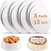8 Pcs Cake Boards, White Cake Boards 10 inch Round, Food-Graded Cardboard Cake Rounds Cake Base, Waterproof and Oil-Proof for Cake DIY, Dessert and Crafts Display(White)
