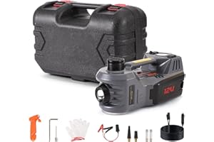 STANDTALL Electric Car Jack with Tire Inflator 5 Ton Floor Jack Hydraulic, Electric Hydraulic Jack with LED Light Car Lift for Vehicle Roadside Emergency Tire Repair Kit (Gray)