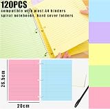 Koogel Coloured Lined Refill Paper 120 Sheets 5 Colours 20x26.5cm 3-Hole view 4