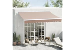 MAMIZO Manual Retractable Awning, 10' x 8.2' Patio Sun Shade Cover, Outdoor Canopy with Crank Handle, Water-Resistant Polyester Patio Door Window Awning Sunshade Shelter (L)
