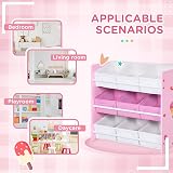 ZONEKIZ Kids Storage Unit Toy Box Organiser Bookshelf Pink Nine Baskets view 7