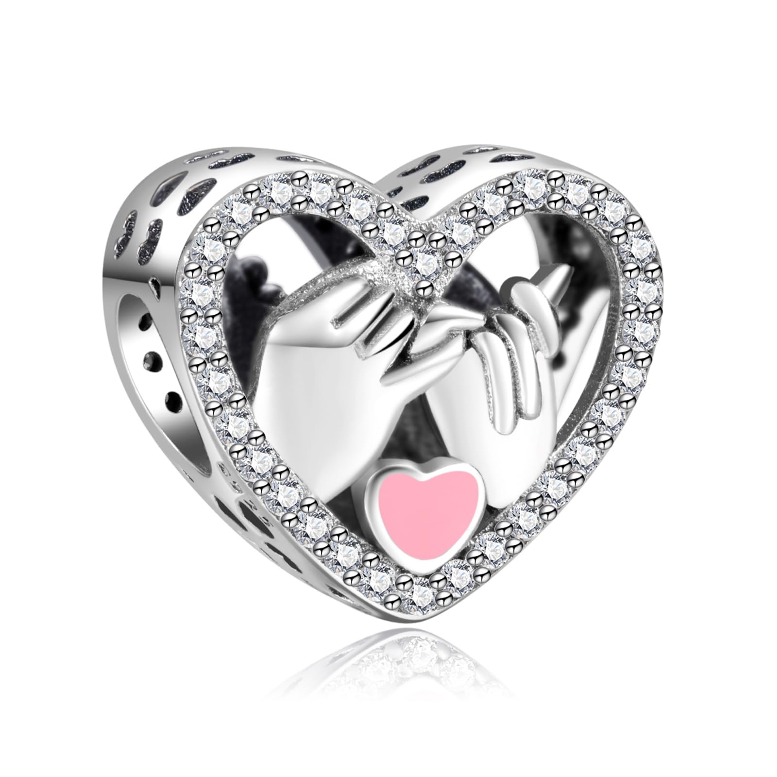 Annmors Love Heart Charm for Woman-925 Sterling Silver Dangle Pendant Bead,Girl Jewelry Beads Gifts for Women Bracelet Necklace