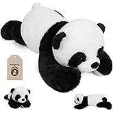 JellyMallow 5 lbs 24" Weighted Stuffed Animals Panda Plushie Pillow | Cute Panda Weighted Plush Pillow Giant Bear Stuffed Animal for Kids Adults