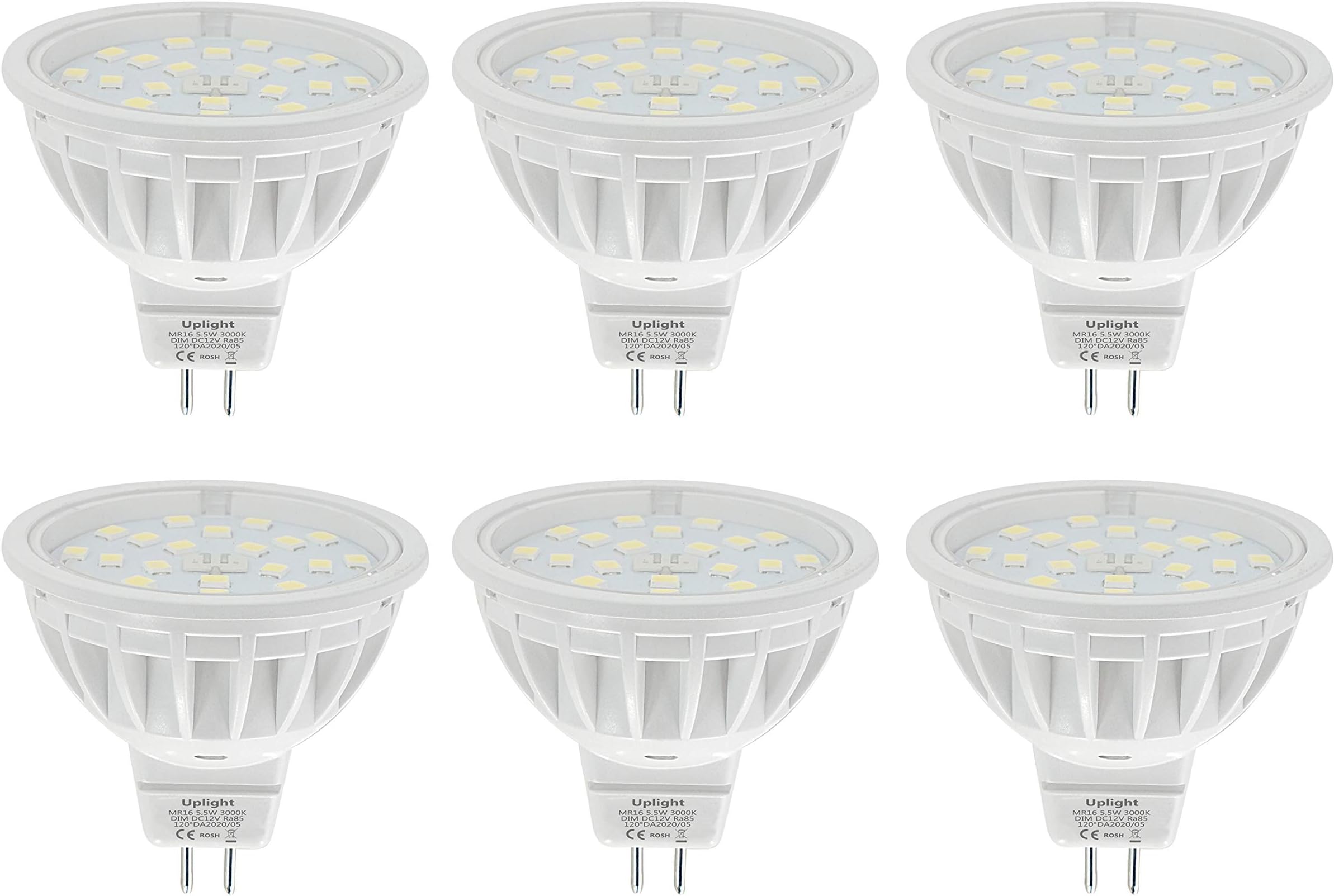 Only Work with DC12V Dimmer LED Spot,Warm White 3000K,120° Wide Beam Angle,RA85,6 Pack.