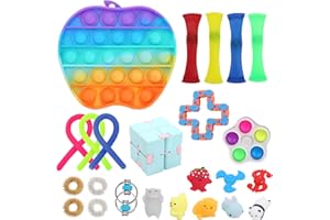 FYJOUS Fidget Toy Set, 24pcs Fidget Pack Pop Stress Relief Anti Anxiety Fidgets Hand Toys Bundle with Rainbow Pop Toy for Kids and Adults Gift for Birthday, Party Favor, Classroom Rewards Christmas Stocking