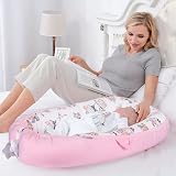 YGJT Baby Nest Pod 100% Cotton Lounger for Newborns Lovely Deer Pink view 7