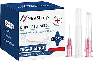 ISOPEN 100PCS 29Ga 1/2 inch(13mm) Needles Lab Accessories, Refilling Inks,Individually Packaged