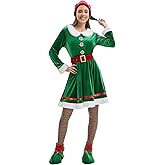 Boveco 5 PCS Elf Costume for Women Christmas Outfit Adult Santa's Helper Dress for Xmax Party Holiday Halloween Cosplay Suit