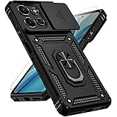 for Motorola Moto G Power 2026 / Moto G Power 2025 Case, with Slide Camera Cover Screen Protector [Military Grade Drop Tested] Ring Holder Kickstand Protective Phone Case for Moto G Power 2026, Black