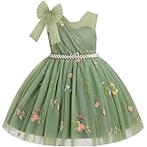 IDOPIP Toddler Flower Girl Dress Sequin Bowknot Pageant Wedding Princess Birthday Party Dresses Tulle Tutu Formal Ball Gown