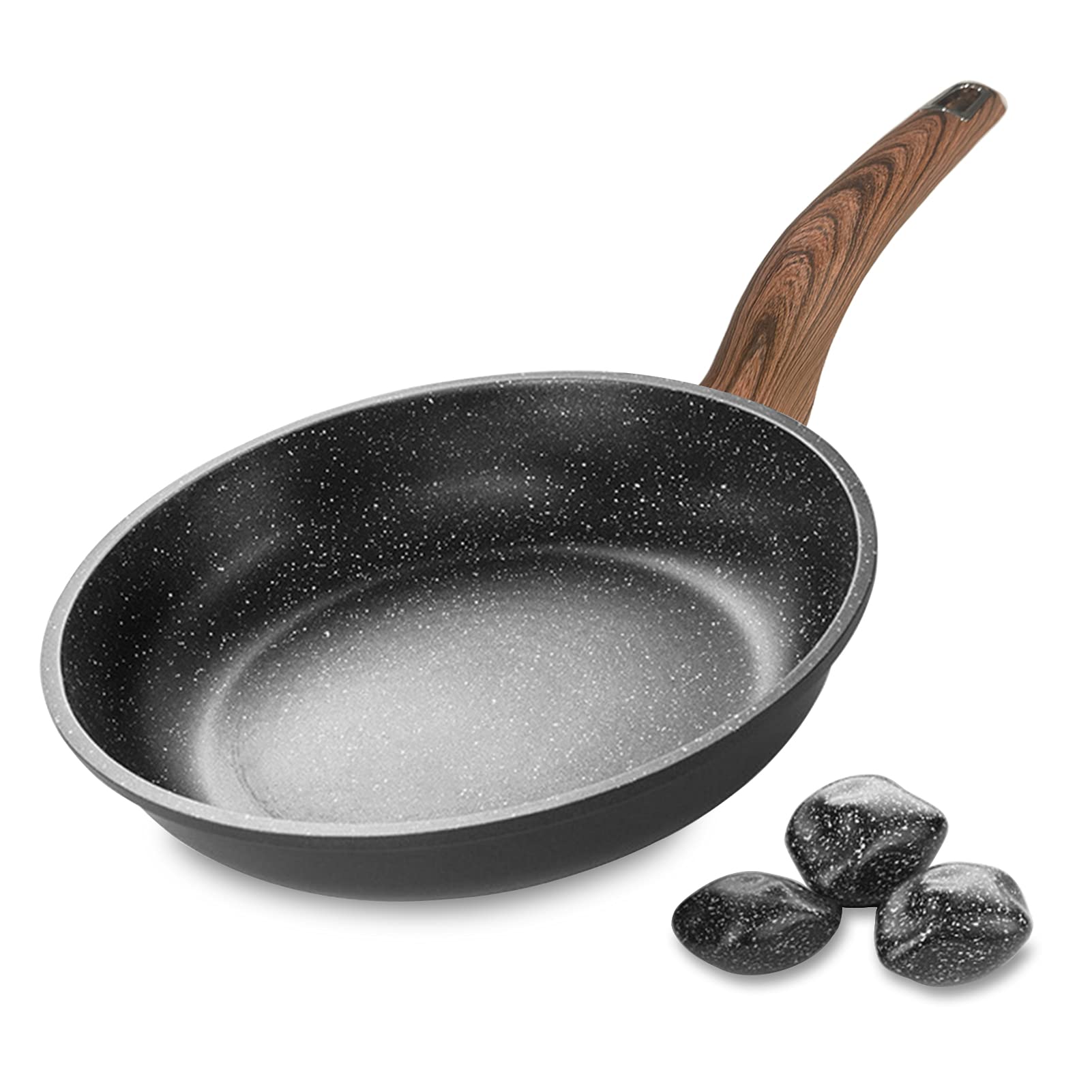 ACCL Non-Stick Pans, 28 cm Non-Stick Frying Pan, 5-Layer Anti-Scratch Coating, PFOA Free, Cast Aluminum Stone Skillet for All Types hobs (Gray, 11 inch)