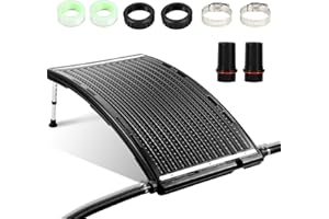 Aukivon 2025 Upgraded Solar Pool Heater with Adjustable Support Feet, Pool Heater for Above Ground Pool, Inground Pool Warmer, with 2 Adapters, 2 Hoses & Clamps, 2 Plumber Tapes, Thicken