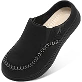 LeIsfIt Men's Slippers Wide House Slippers Moccasins Home Bedroom Slipper Slip-on House Shoes with Rubber Sole for Indoor Outdoor