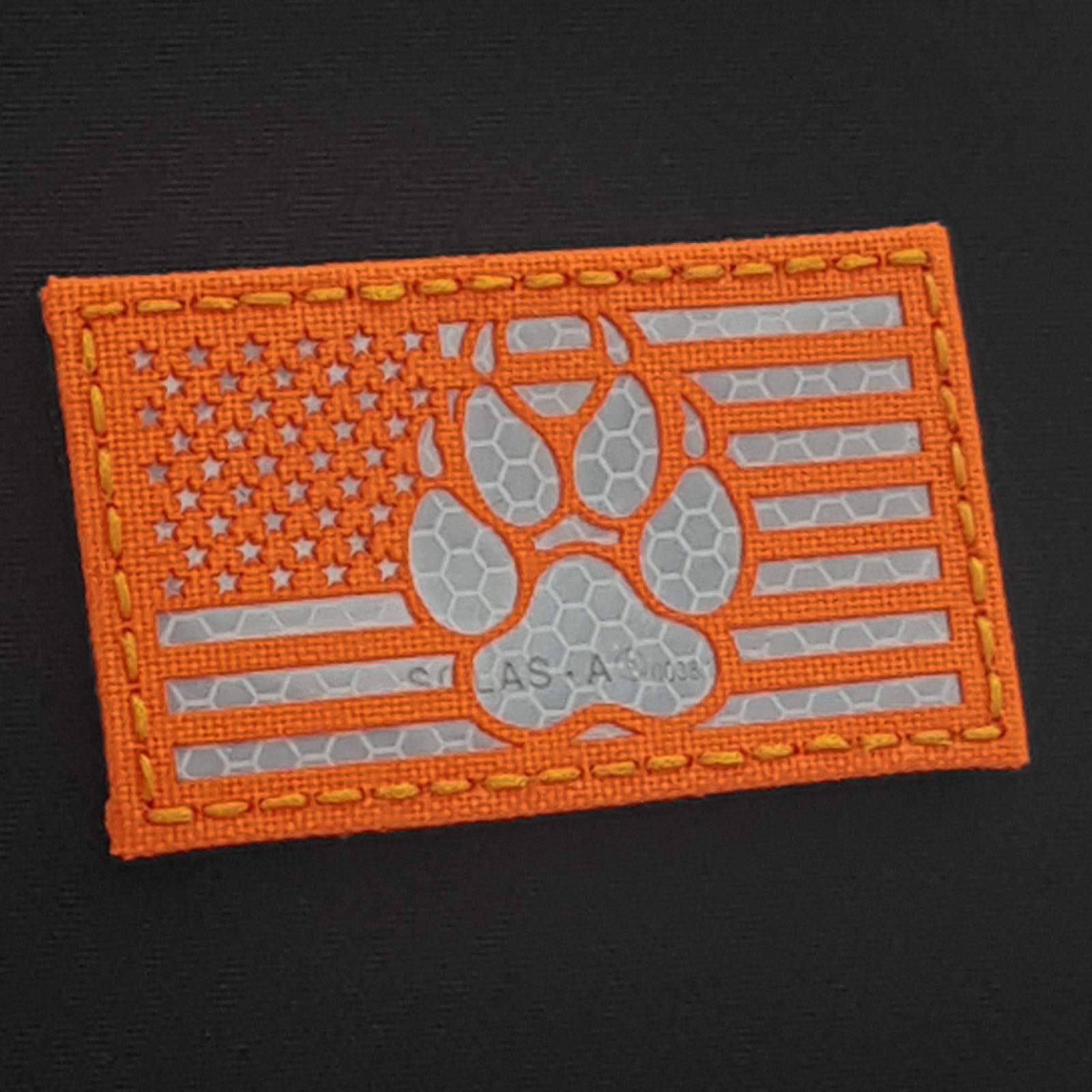 High Visibility Blaze Orange USA Flag K9 Dog Handler Paw SAR CSAR Tactical Morale Hook-and-Loop Patch