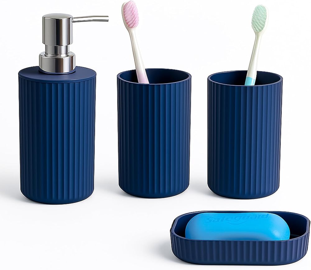 Novel Solutions Premium 4-Piece Bathroom Set Grey Rubber-Coated Modern Vanity