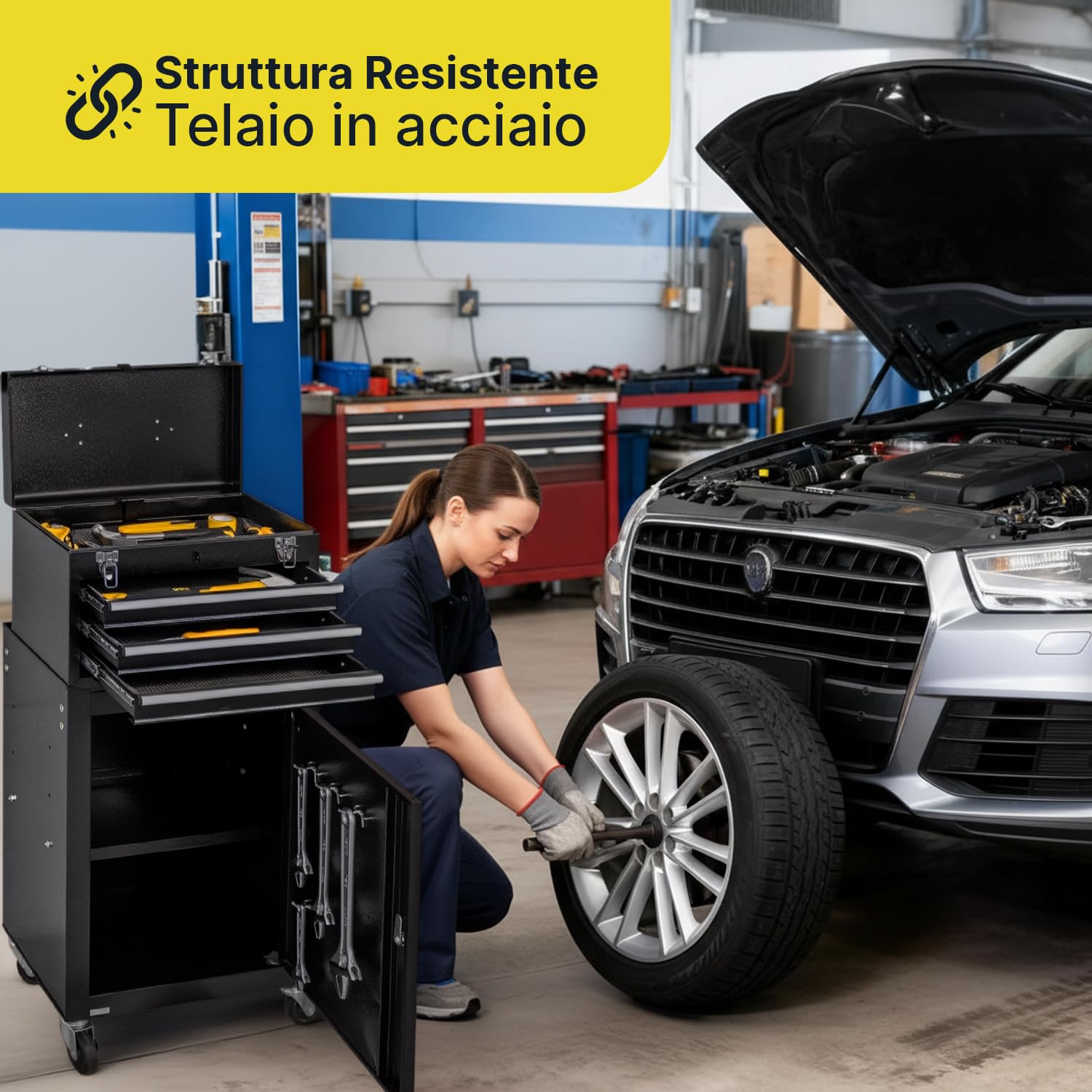 Daimann CT01 Wagen Werkstatt Werkzeugkoffer Kommode Werkzeug mit Rollen, Schwarz 3