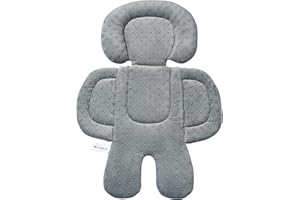 Innokids Car Seat Head and Body Supports for Infant, 2-in-1 Reversible Baby Car Seat Insert Stroller Soft Cushion Suitable for All The Season (Beige/Gray)