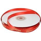 Nastro doppio raso stampato Laurea rosso e oro 15 mm bomboniere FAI DA TE