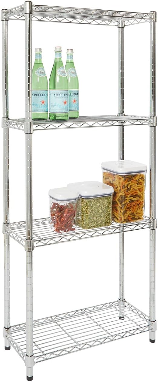 Storables Chrome 4Tier Steel Wire Shelving, 10" D x 24" W