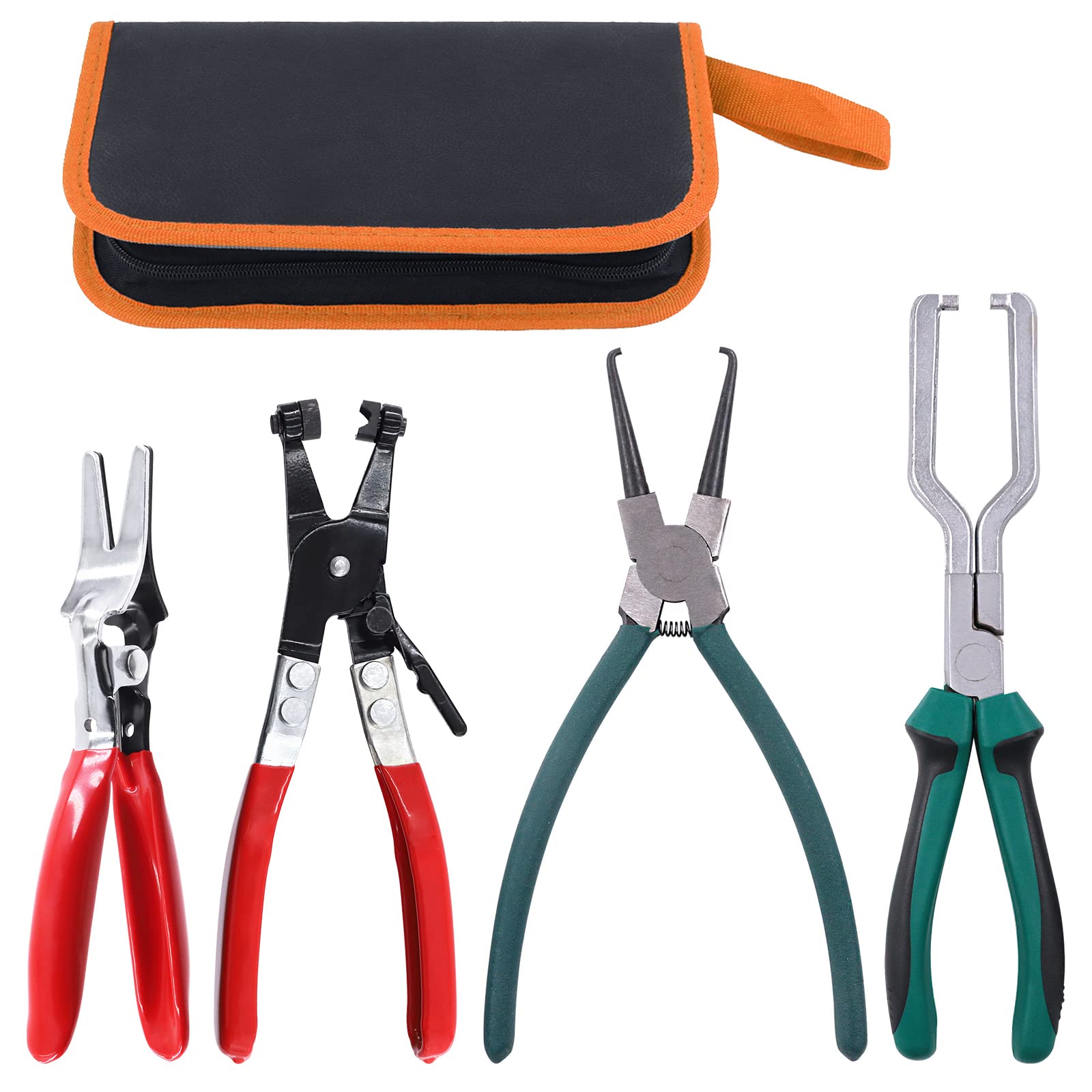 Keadic 4Pcs Fuel Line Tool Set, 9" Fuel Filter Caliper, Hose Removal Pliers, Motor Tech Hose Clamp Pliers Kit for Auto