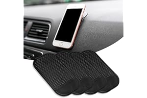 neynavy 5 PCS Car Dashboard Sticky Pad, Anti-Slide Fixate Sticky Mat, Anti-Slip Magic Pad for Car Dashboard, Radar Detector, Cell Phone, Keys, Glass, Mirrors (Black)