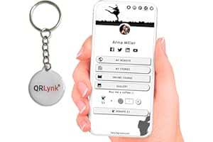 QRLynk® Smart Keychain- Tap NFC- Fully Custom Business Profile - Instantly Share Contact Info, Link-in-bio, Custom Page - No App, No Subs (White)- Android & iOS Compatible
