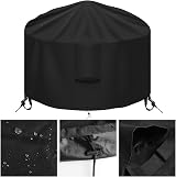 OKPOW Fire Pit Cover Round 90cm Waterproof 600D UV Resistant Black view 5