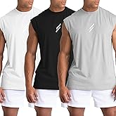 LSLXYWZX Men's Tank Tops 3 Pack Sleeveless Workout Mesh Material Quick Dry Athletic Running Gym Muscle Beach Fitness Shirts