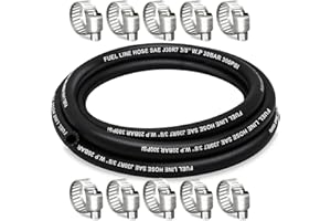 HOUSUN Fuel Line 3/8 Inch ID, Fuel Hose 10FT, J30R7 Fuel Line Hose NBR with 10 Clamps.