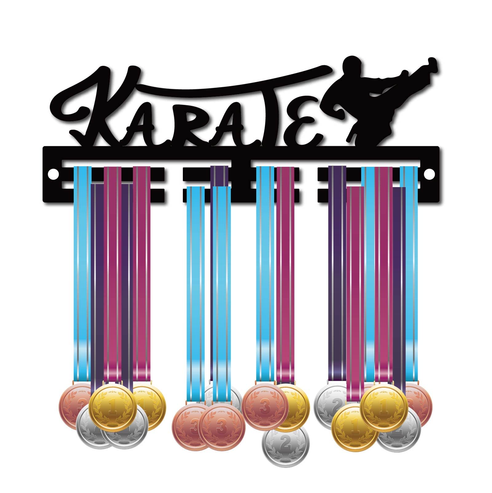 CREATCABIN Acrylic Medal Holder Karate Medal Holder Display Stand Wall Mount Hanger Hanging for Home Badge 2 Lines Athletes Medalist Running Soccer Gymnastics Over 20 Medals