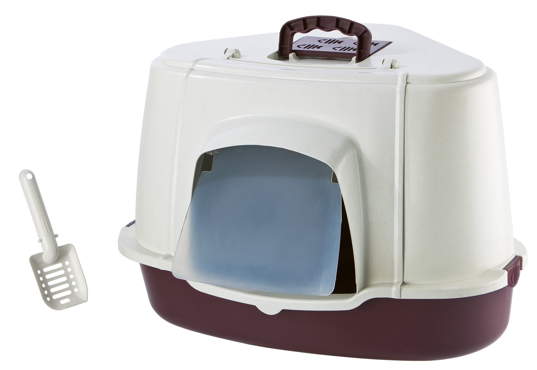 Nobby Cat Corner Toilet with Special Roof, Gray