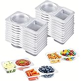 20pcs Reusable Snack Containers with Lids,2025 New 2 Compartment Plastic Containers for Pack Snacks,Leakproof Double Compartment Condiment Pack for Meal Prep, Portion Control,On-the-Go School Travel