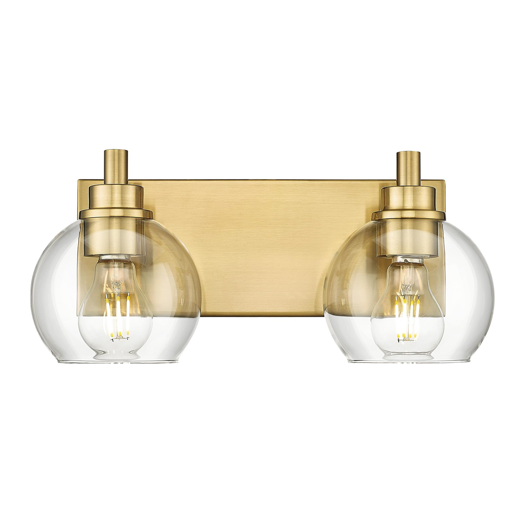 Photo 1 of (UNTESTED) METWET Bathroom Light Fixtures, 2 Light Brushed Gold Vanity Light, Modern Wall Sconces with Clear Glass Globe Shade, Bathroom Wall Lights Over Mirror Kitchen Bedroom Hallway, VL195-GD-2