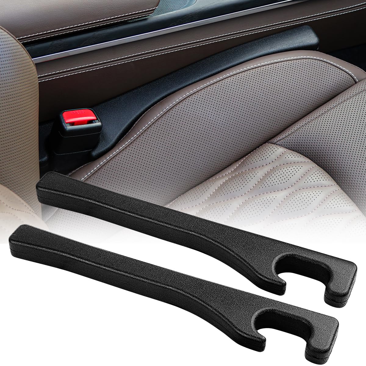 GYTBL Car Seat Gap Filler 2 Pack Universal for Car SUV Truck Fit Organizer, Fit Organizer Fill The Gap Between Seat and Console Stop Things from Dropping, Seat Gap Fillers with Seat Belt Holes